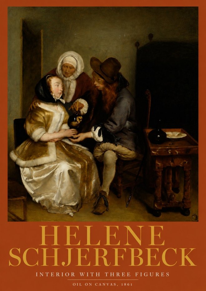 Helene Schjerfbeck Interior with Three Figures No2 - Plakát