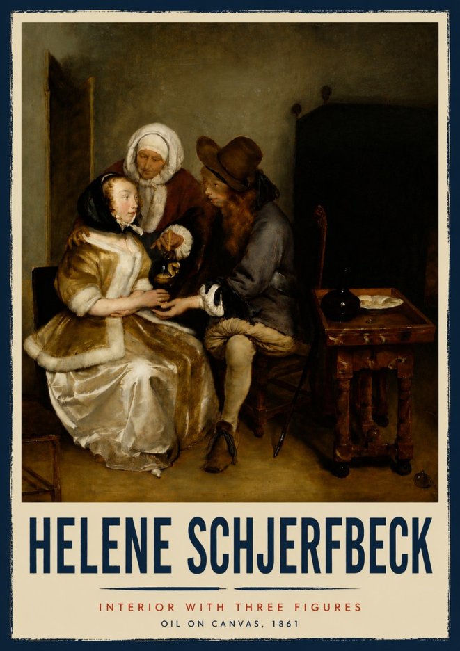 Helene Schjerfbeck Interior with Three Figures No5 - Plakát