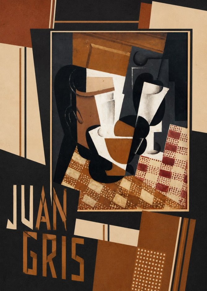 Juan Gris Cubist Still Life with Glass and Tablecloth No2 - Plakát