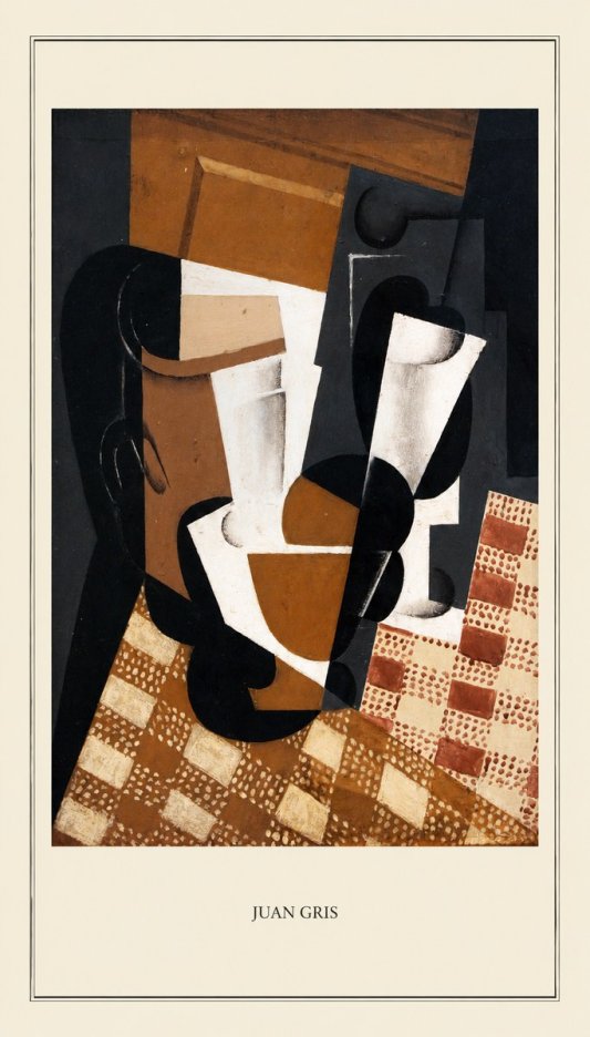 Juan Gris Cubist Still Life with Glass and Tablecloth No4 - Plakát