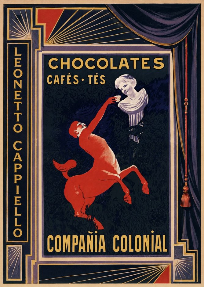 Leonetto Cappiello Chocolates, Cafés, Tés - Compañía Colonial No2 - Plakát