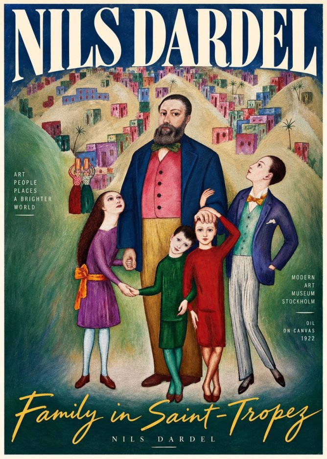 Nils Dardel Family in Saint-tropez No4 - Plakát