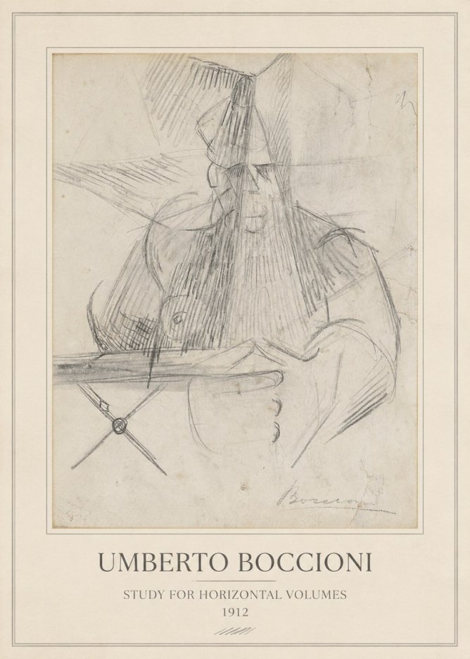 Umberto Boccioni Study for Horizontal Volumes No3 - Plakát