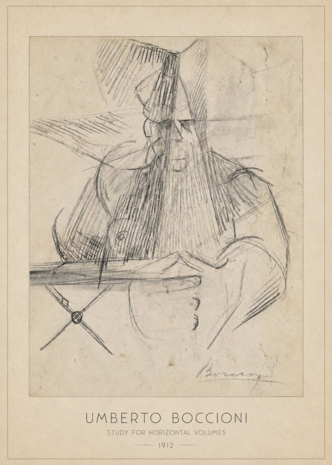 Umberto Boccioni Study for Horizontal Volumes No6 - Plakát