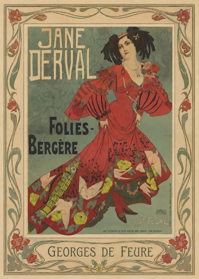 Georges de Feure Jane Derval - Folies-bergère III No1 - Plakát