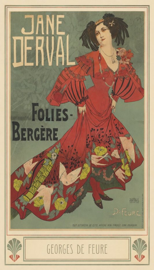 Georges de Feure Jane Derval - Folies-bergère III No3 - Plakát