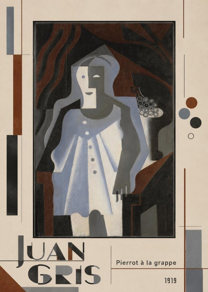 Juan Gris Pierrot À La Grappe No3 - Plakát