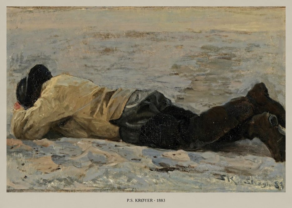 P.S. Krøyer Fisherman Lying on the Beach No5 - Plakát