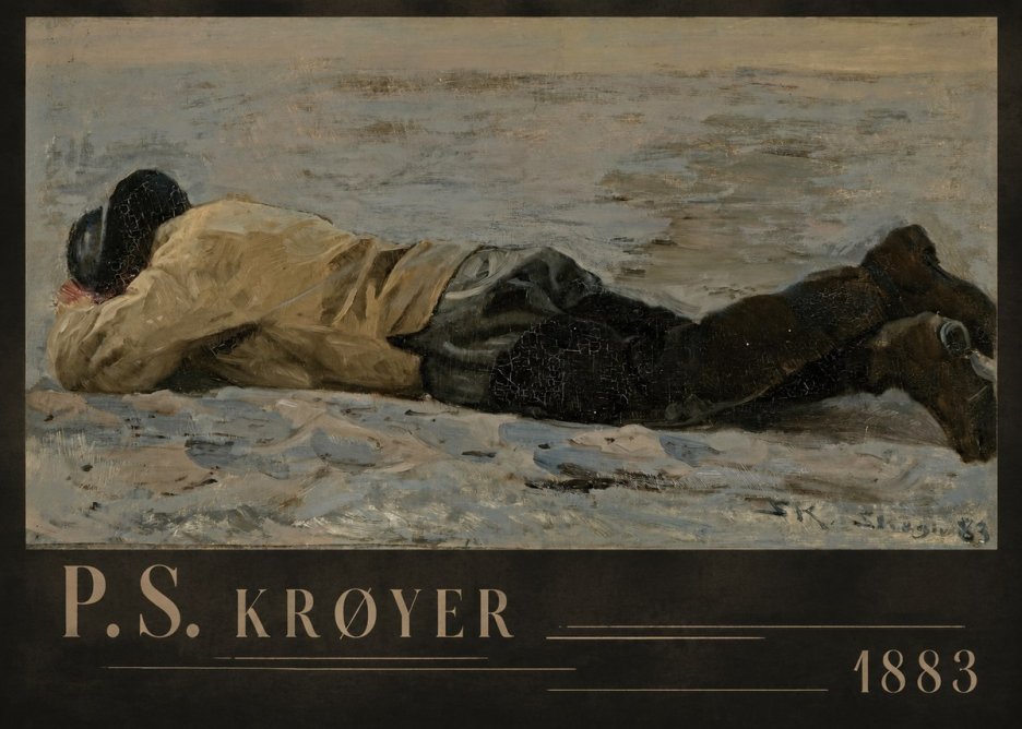 P.S. Krøyer Fisherman Lying on the Beach No6 - Plakát