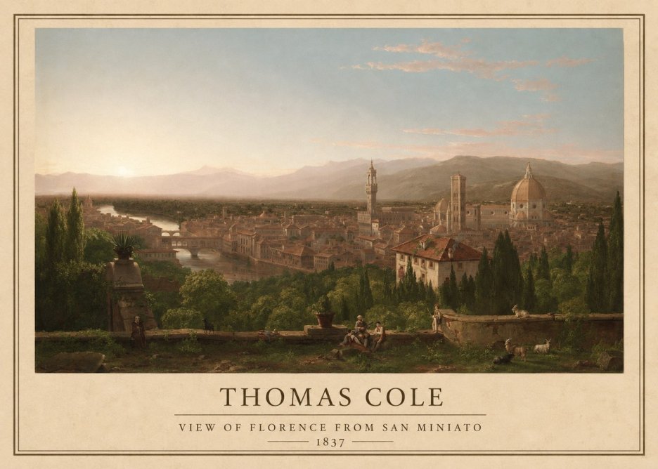 Thomas Cole View of Florence from San Miniato No1 - Plakát