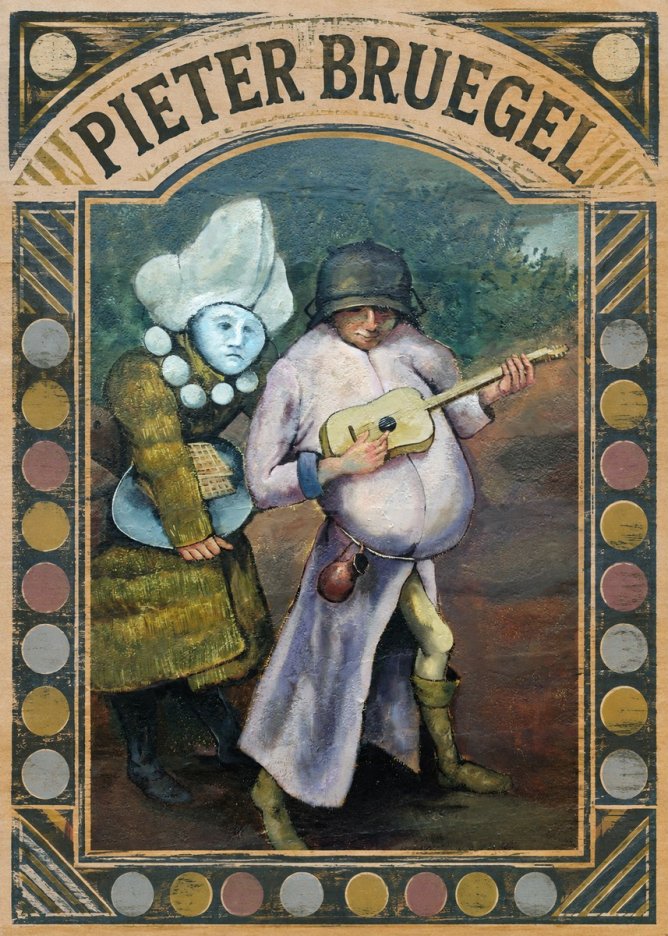 Pieter Bruegel Two Figures with a Lute No4 - Plakát