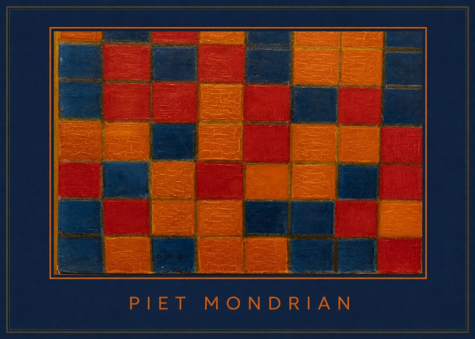Piet Mondrian Checkerboard Composition with Dark Colors No4 - Plakát
