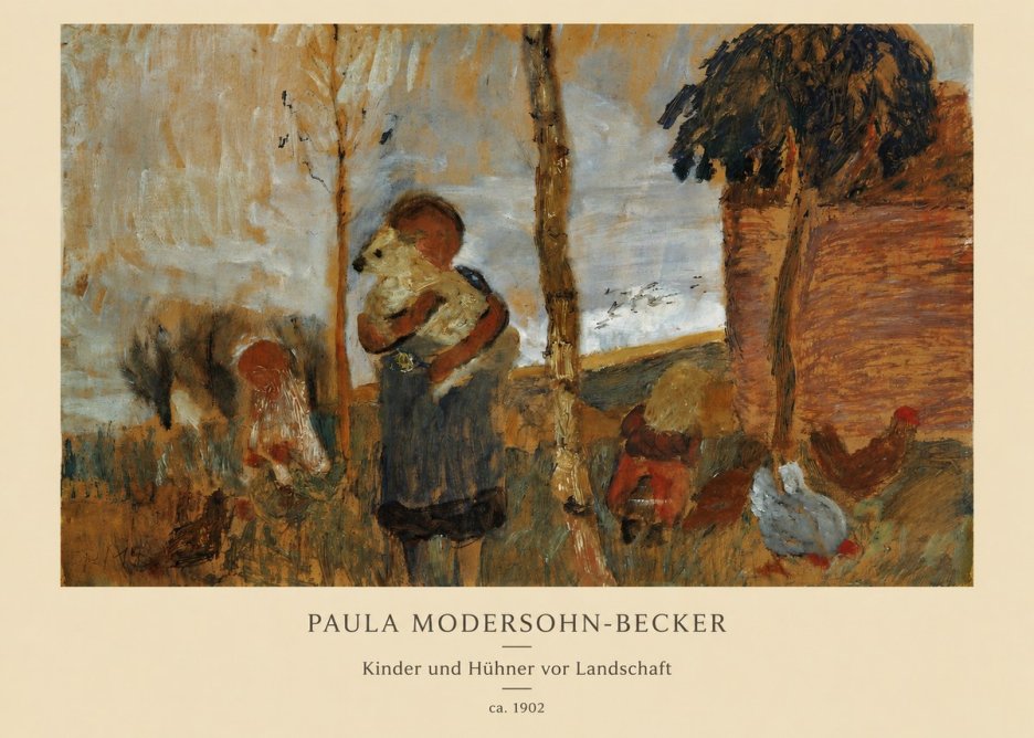 Paula Modersohn-Becker Kinder Und Hühner Vor Landschaft No6 - Plakát