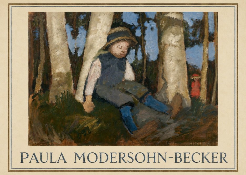Paula Modersohn-Becker Sleeping Child in a Birch Grove No1 - Plakát