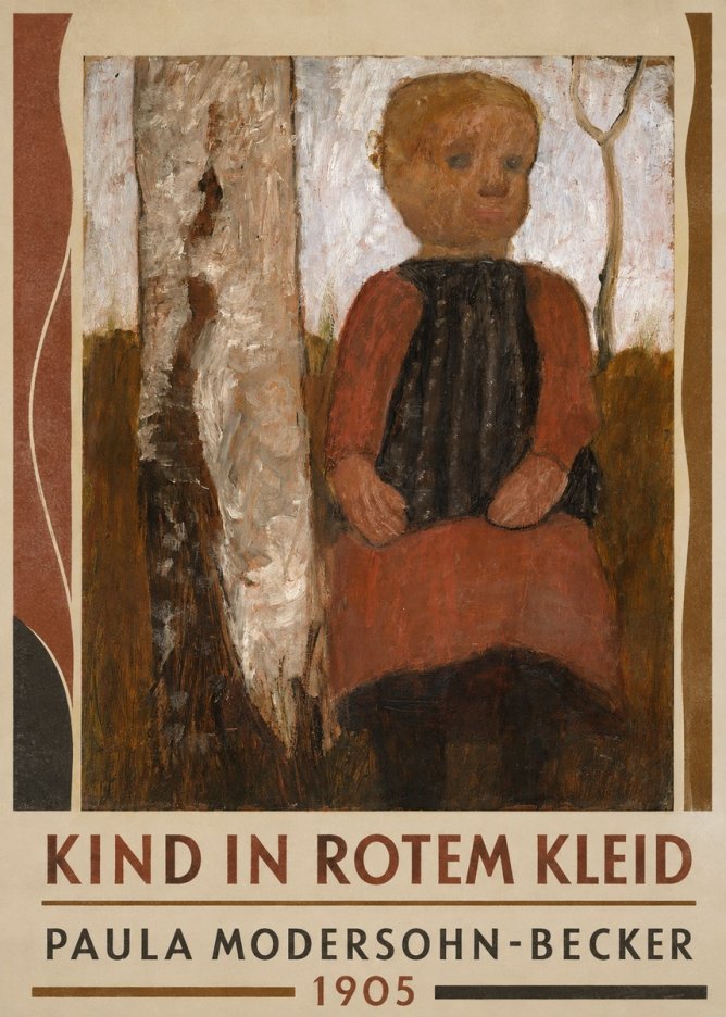 Paula Modersohn-Becker Kind in Rotem Kleid No1 - Plakát