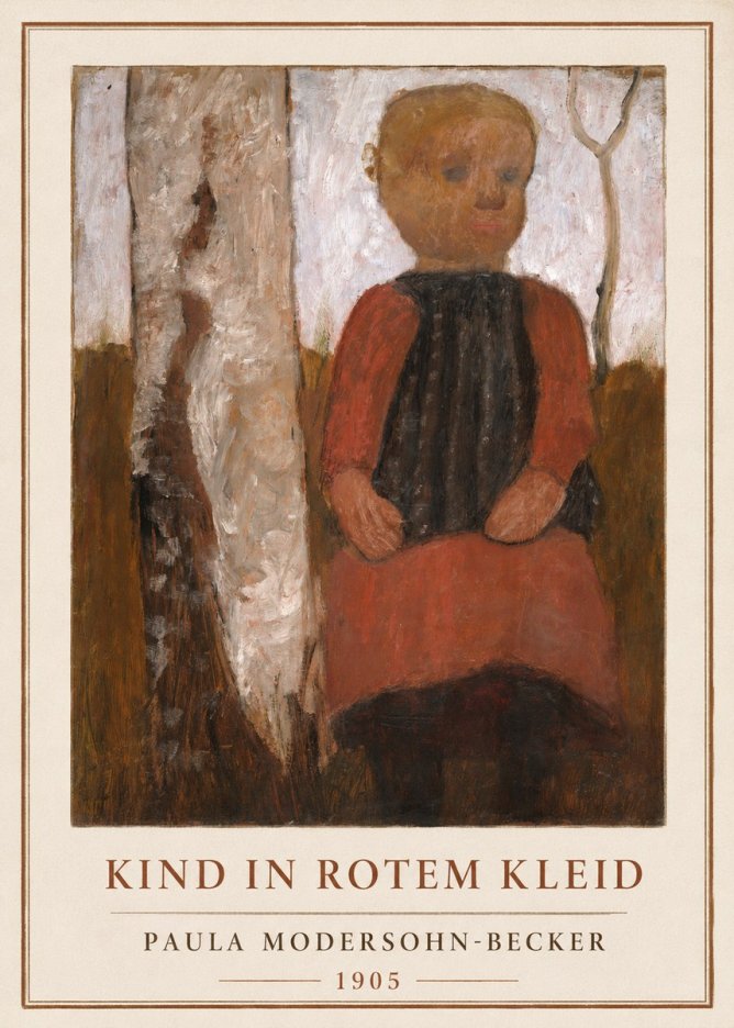 Paula Modersohn-Becker Kind in Rotem Kleid No2 - Plakát
