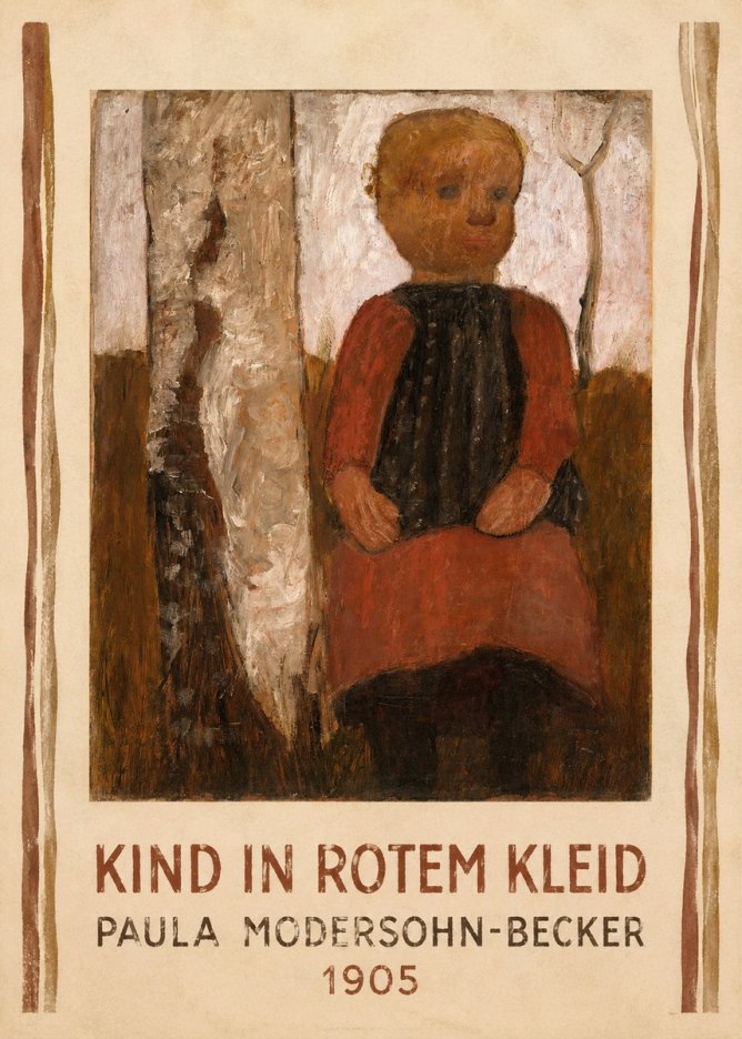 Paula Modersohn-Becker Kind in Rotem Kleid No4 - Plakát