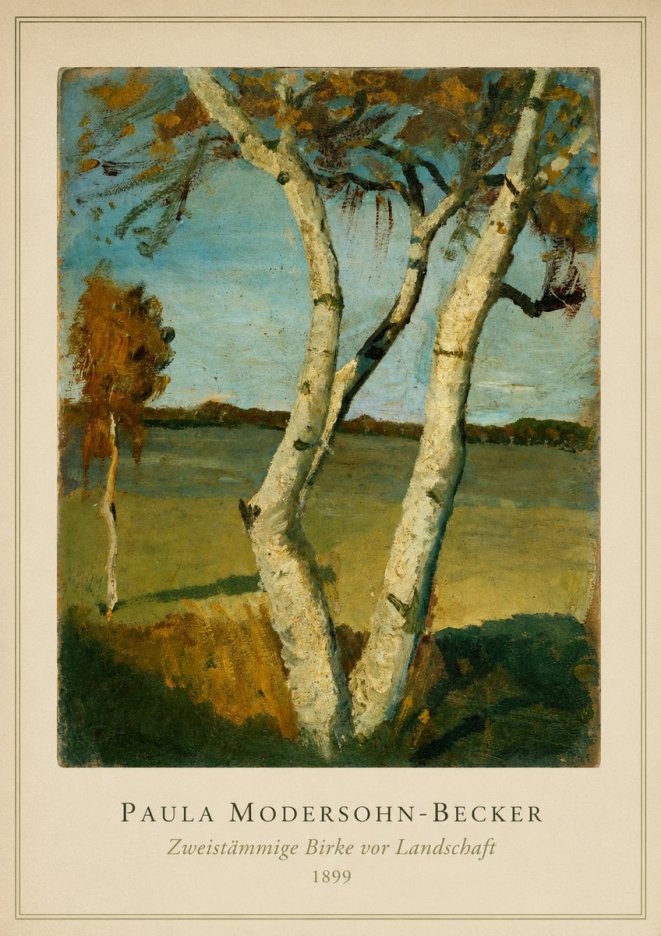 Paula Modersohn-Becker Zweistämmige Birke Vor Landschaft No3 - Plakát