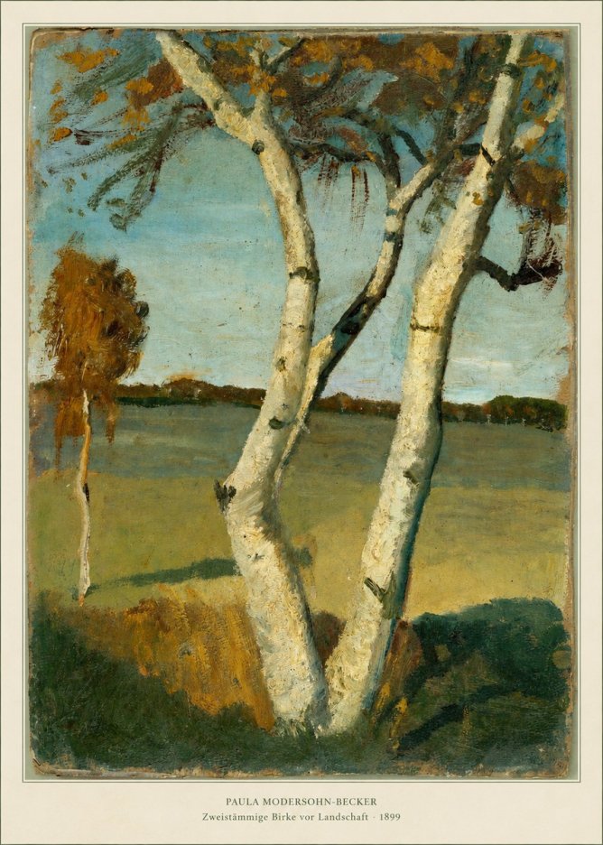Paula Modersohn-Becker Zweistämmige Birke Vor Landschaft No6 - Plakát