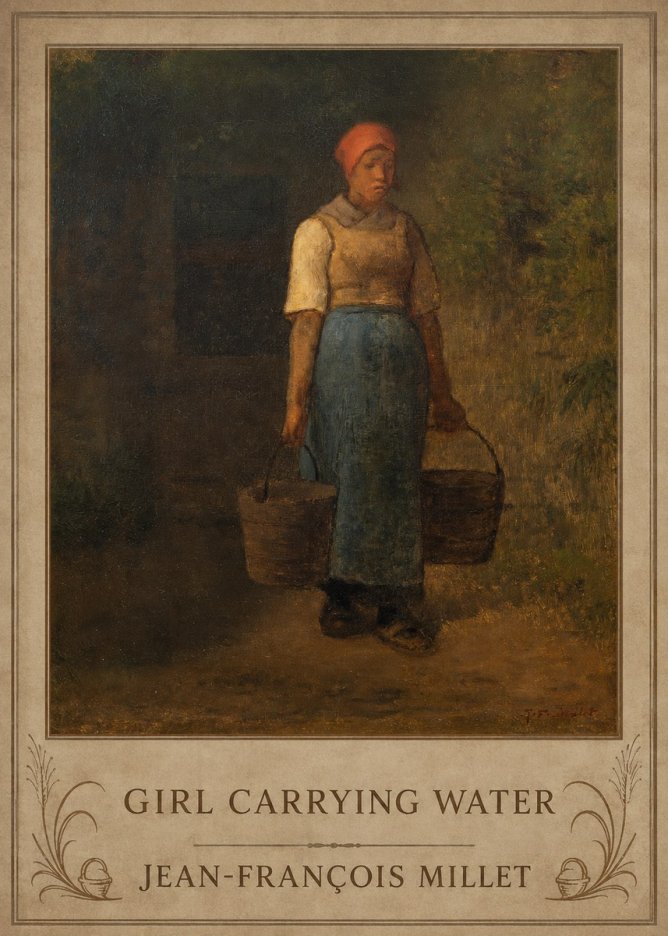 Jean-François Millet Girl Carrying Water No6 - Plakát
