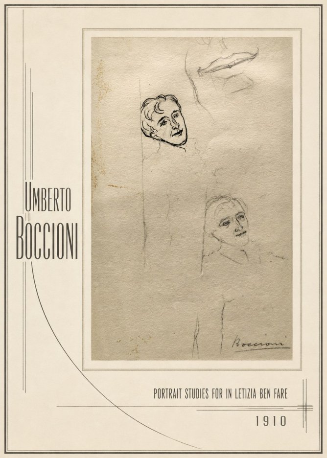 Umberto Boccioni Portrait Studies for in Letizia Ben Fare No1 - Plakát