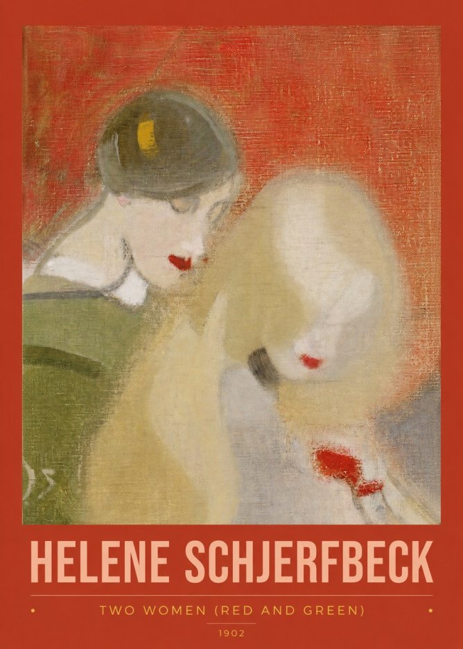 Helene Schjerfbeck Two Women (Red and Green) No2 - Plakát