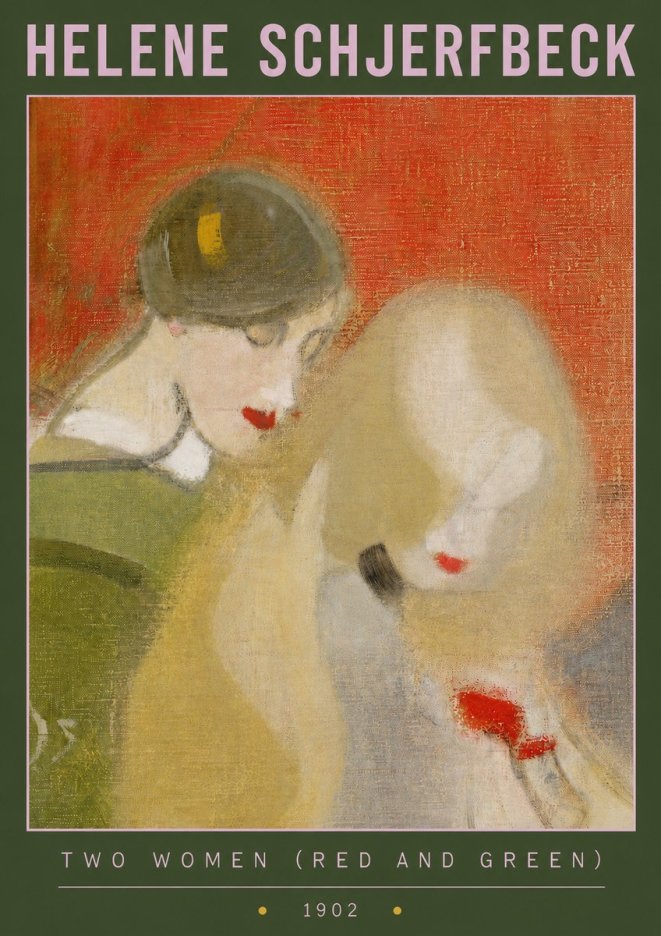Helene Schjerfbeck Two Women (Red and Green) No3 - Plakát