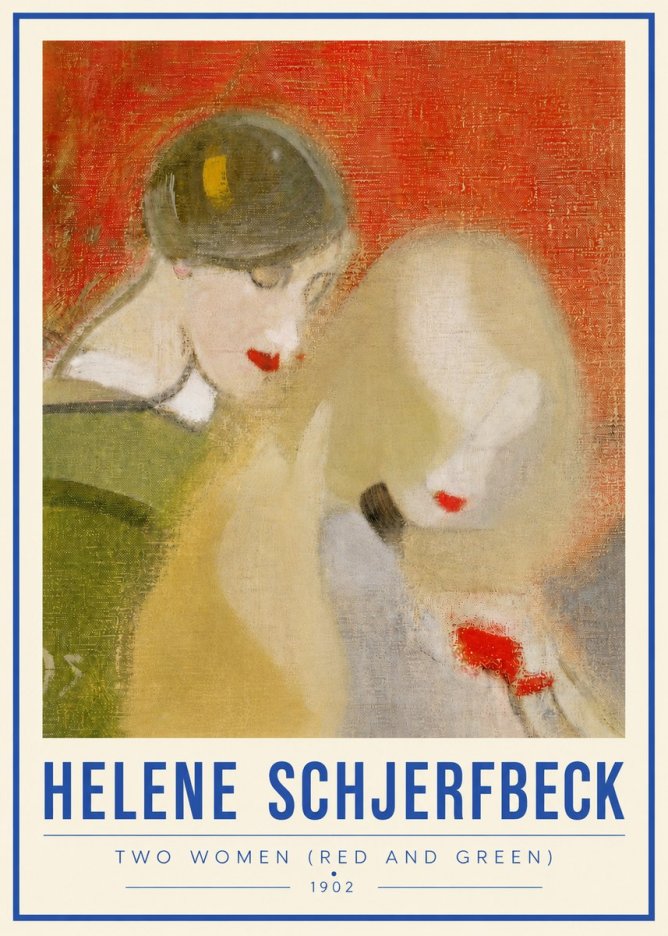 Helene Schjerfbeck Two Women (Red and Green) No4 - Plakát