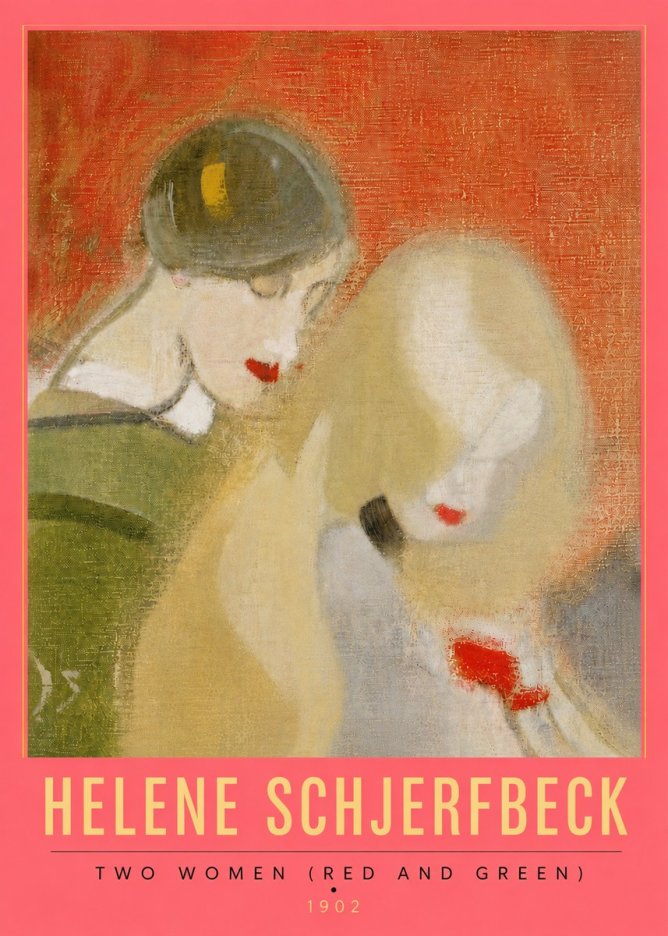 Helene Schjerfbeck Two Women (Red and Green) No6 - Plakát