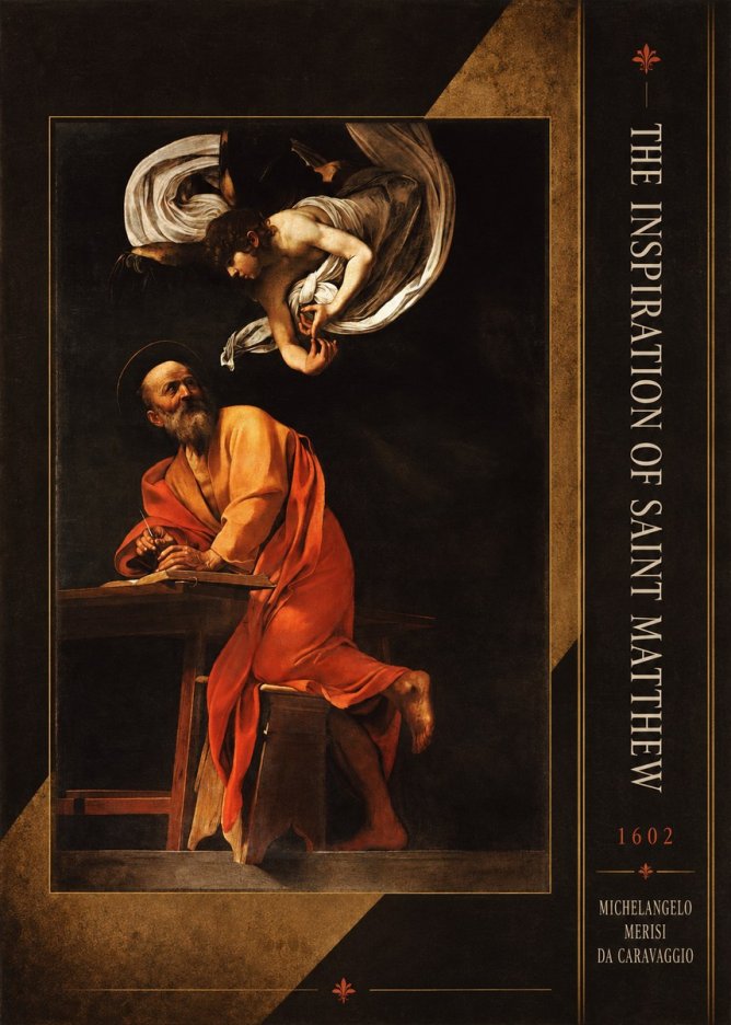 Michelangelo Merisi da Caravaggio The Inspiration of Saint Matthew II No3 - Plakát