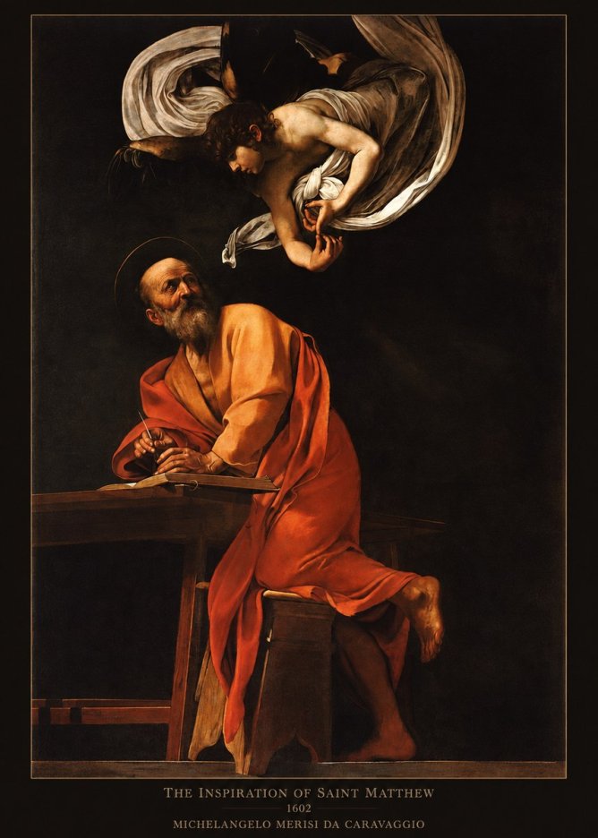 Michelangelo Merisi da Caravaggio The Inspiration of Saint Matthew II No6 - Plakát