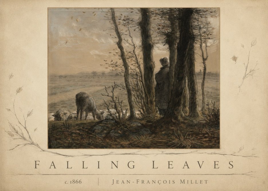 Jean-François Millet Falling Leaves No3 - Plakát