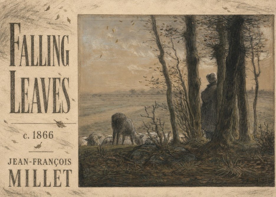 Jean-François Millet Falling Leaves No5 - Plakát