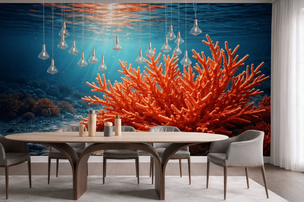 Crimson Fractal Mural