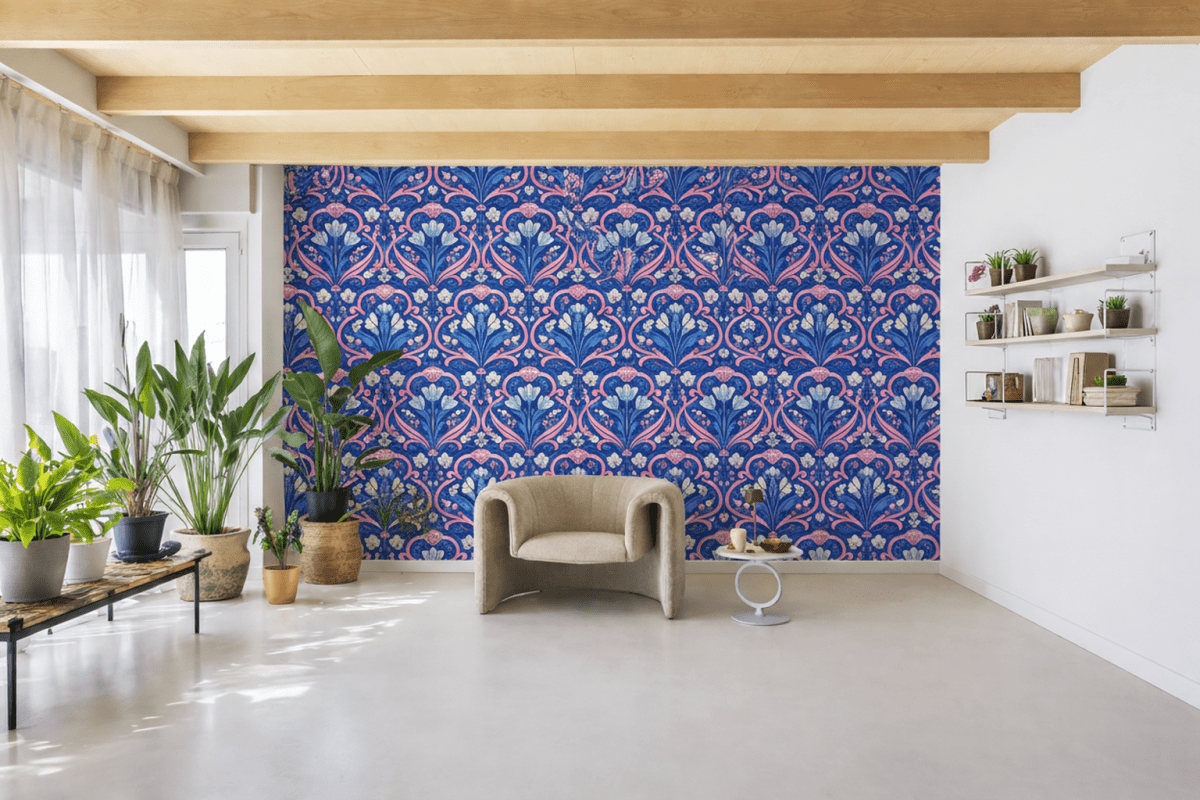 Coral Blossom Tapestry