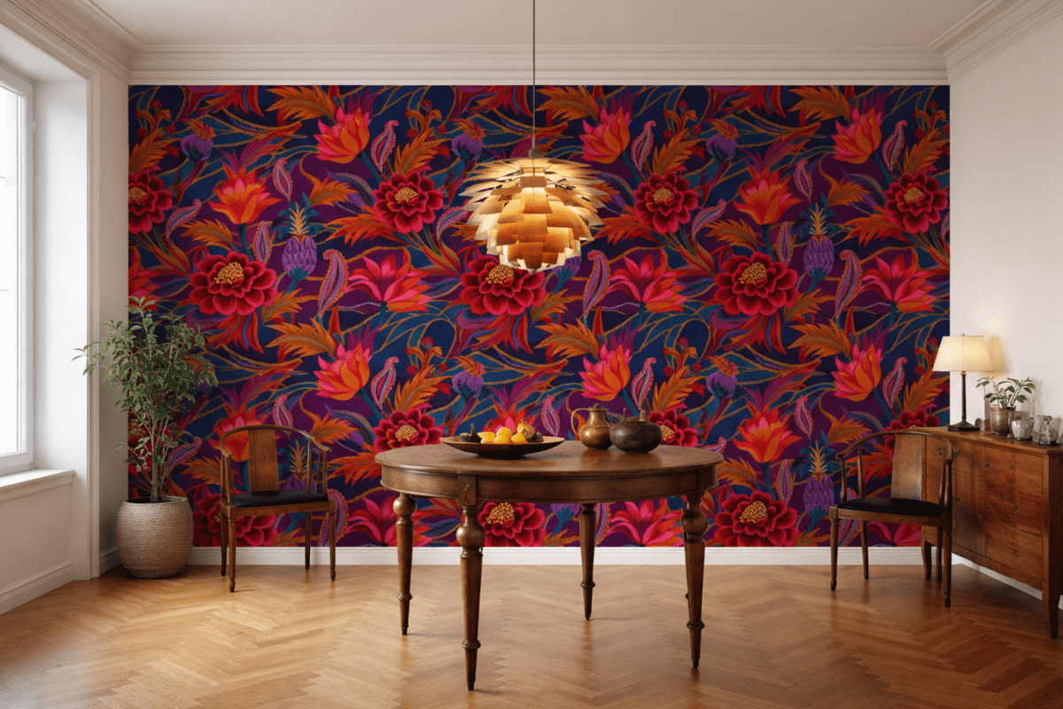 Vivid Blossom Tapestry