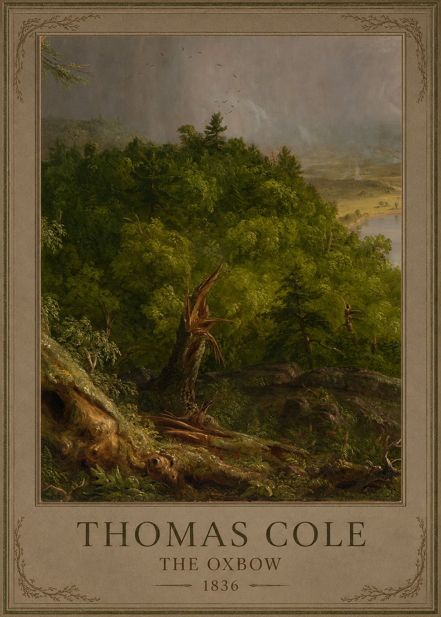 Thomas Cole View from Mount Holyoke, Northampton, Massachusetts, After a Thunderstorm—the Oxbow I No2 - Plakát