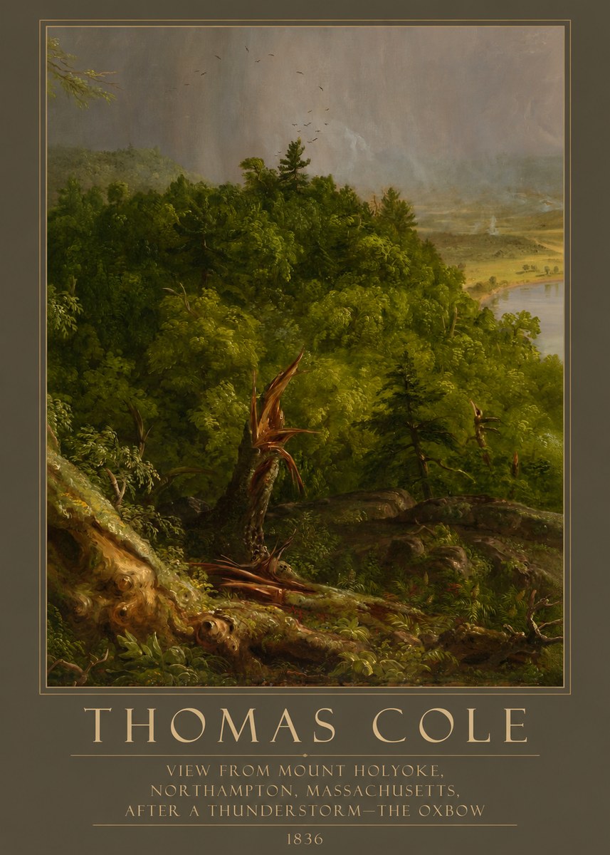 Thomas Cole View from Mount Holyoke, Northampton, Massachusetts, After a Thunderstorm—the Oxbow I No5 - Plakát