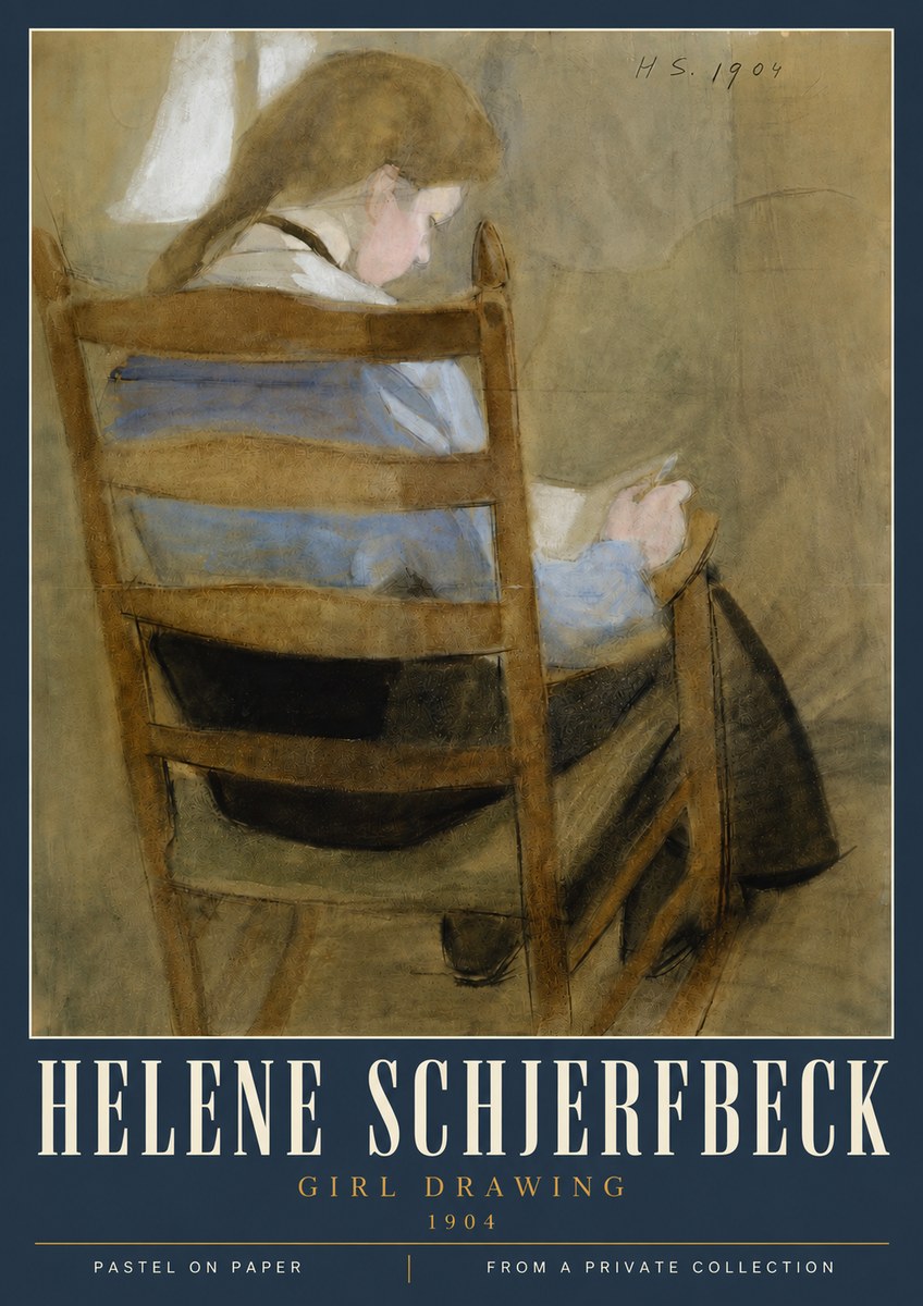 Helene Schjerfbeck Girl Drawing No4 - Plakát