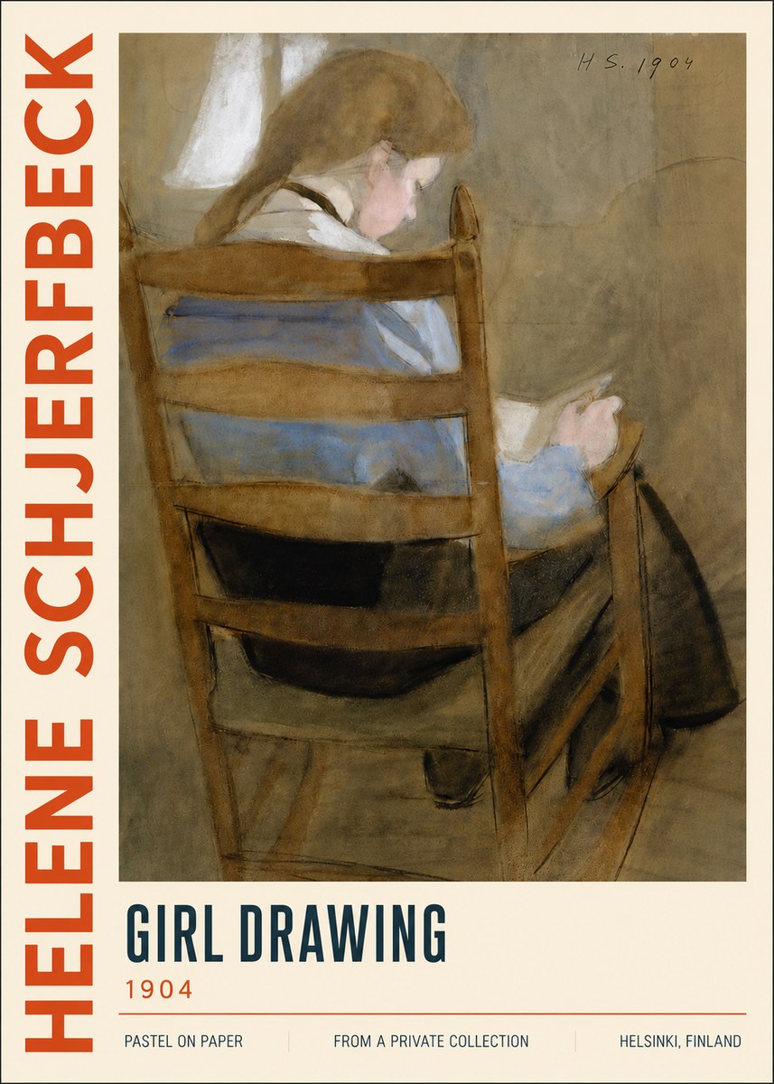 Helene Schjerfbeck Girl Drawing No5 - Plakát