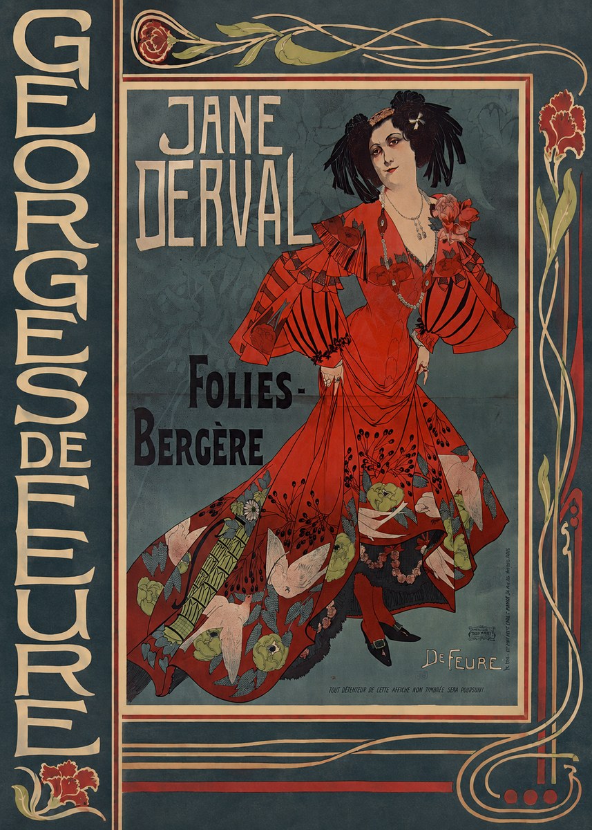 Georges de Feure Jane Derval - Folies-bergère I No3 - Plakát