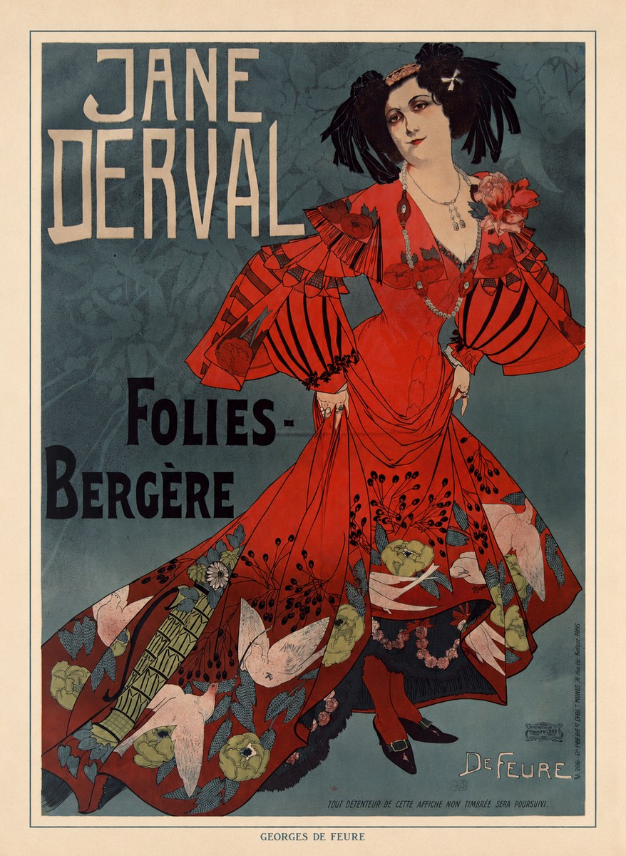 Georges de Feure Jane Derval - Folies-bergère I No6 - Plakát