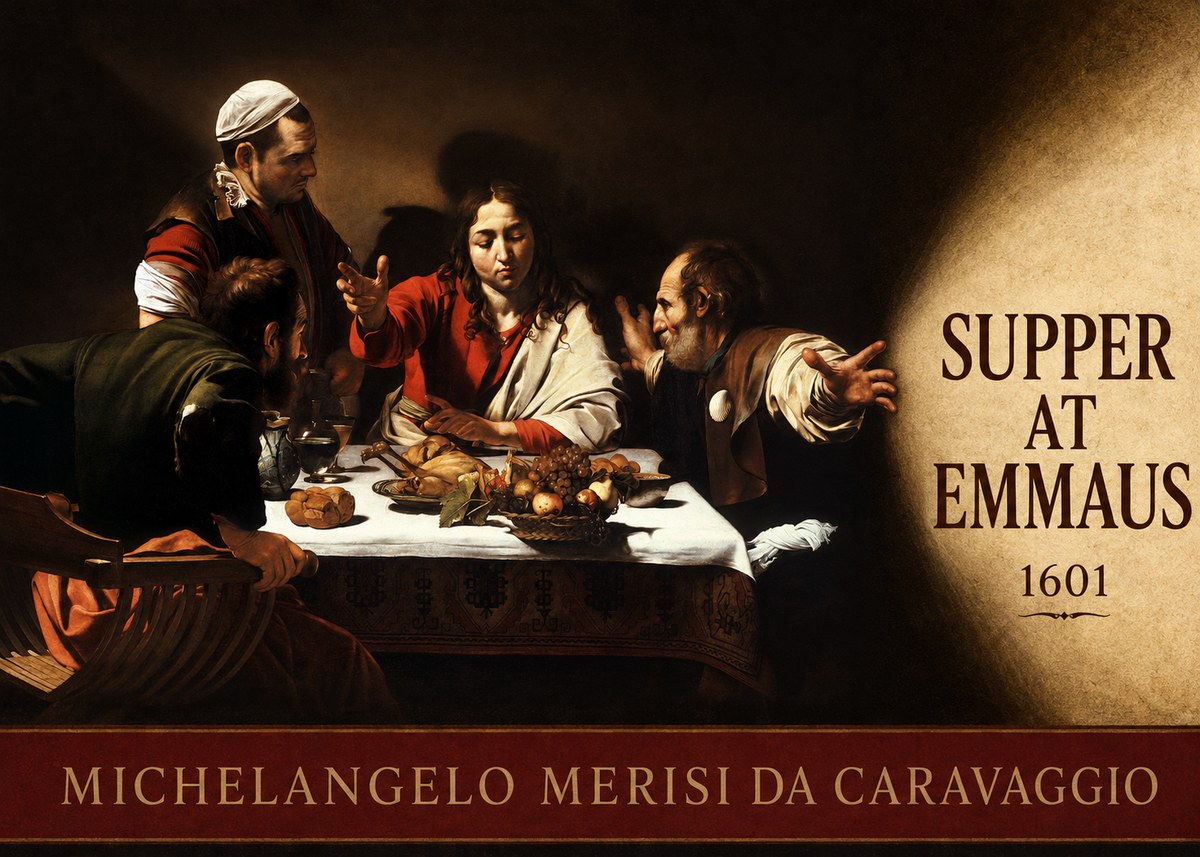 Michelangelo Merisi da Caravaggio Supper at Emmaus No4 - Plakát