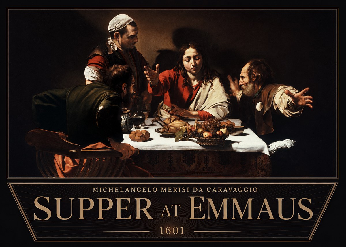 Michelangelo Merisi da Caravaggio Supper at Emmaus No6 - Plakát