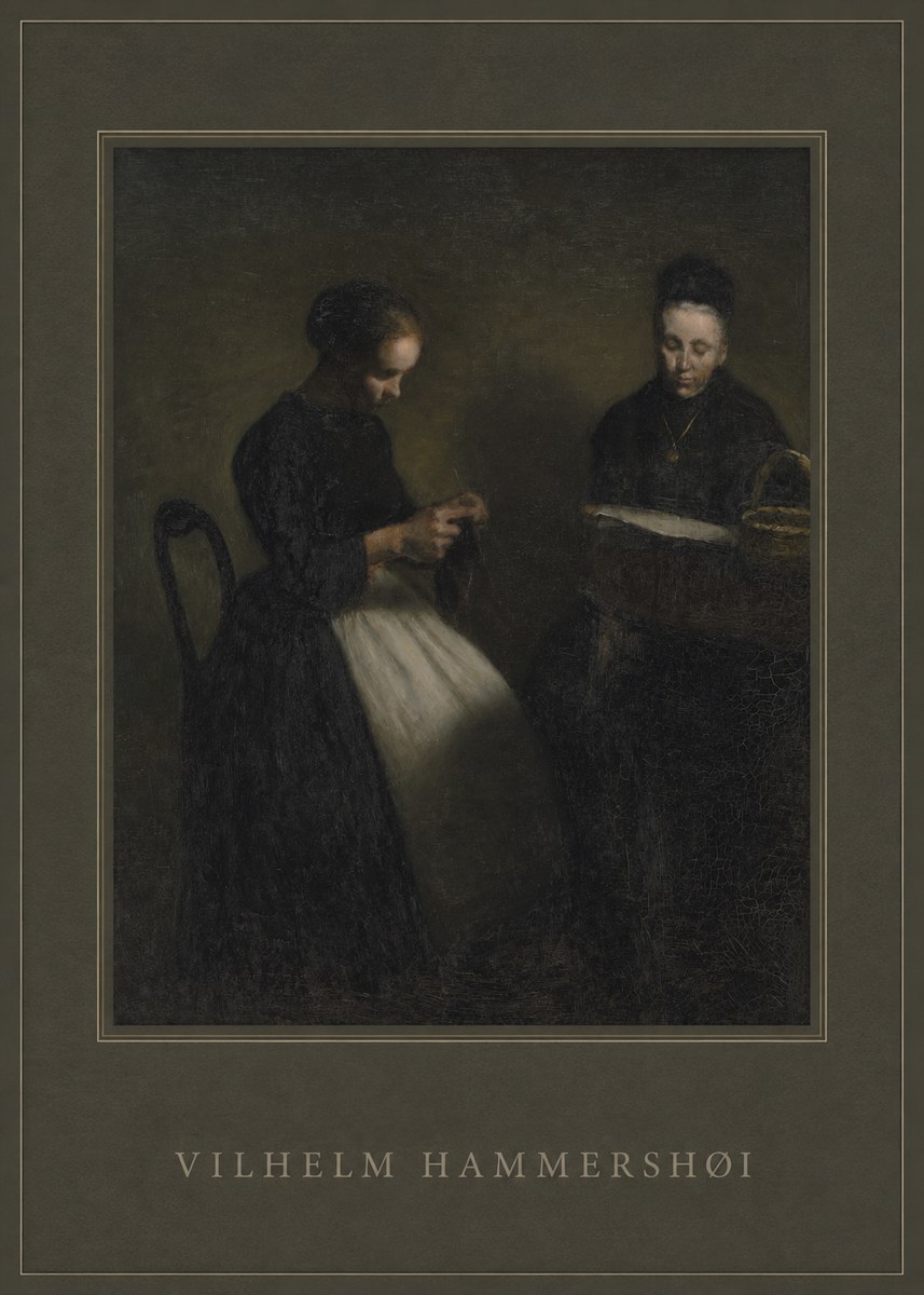 Vilhelm Hammershøi Two Women Knitting No4 - Plakát