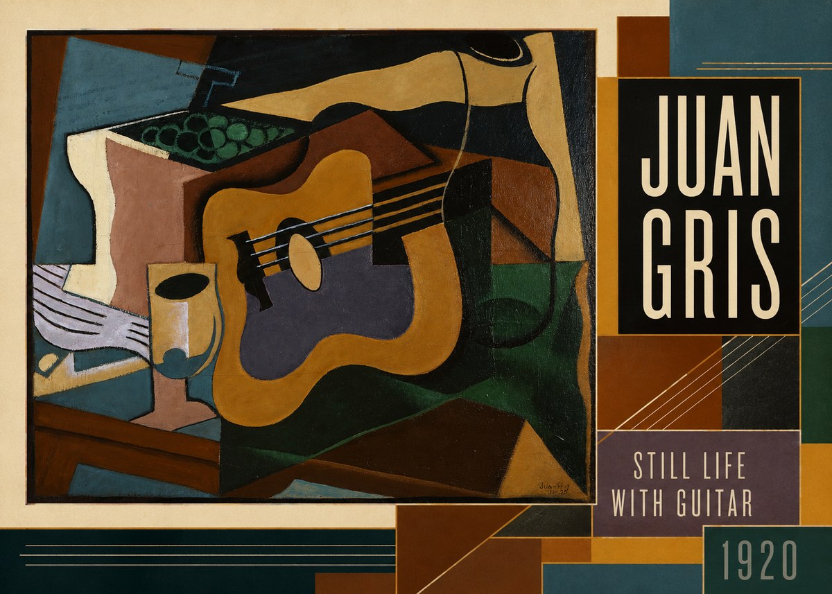 Juan Gris Still Life with Guitar No3 - Plakát