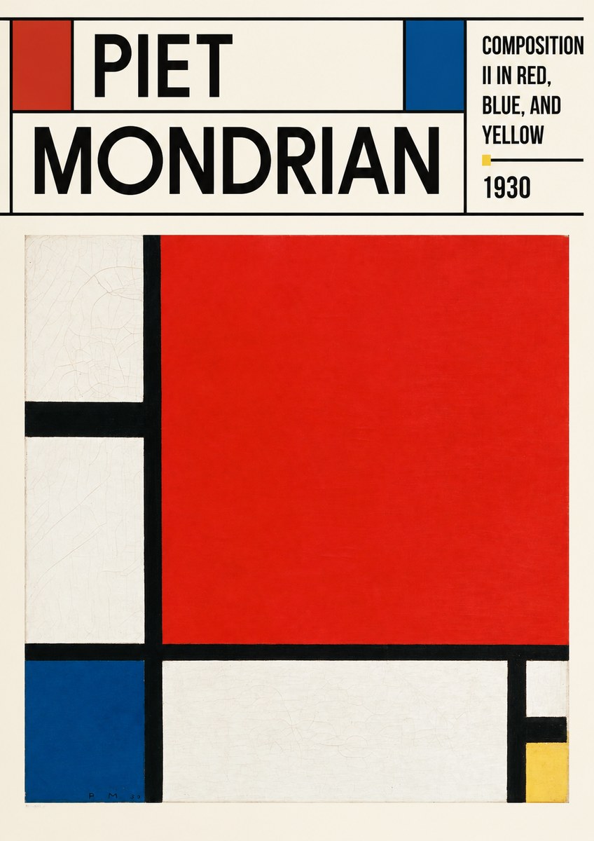 Piet Mondrian Composition Ii in Red, Blue, and Yellow No3 - Plakát