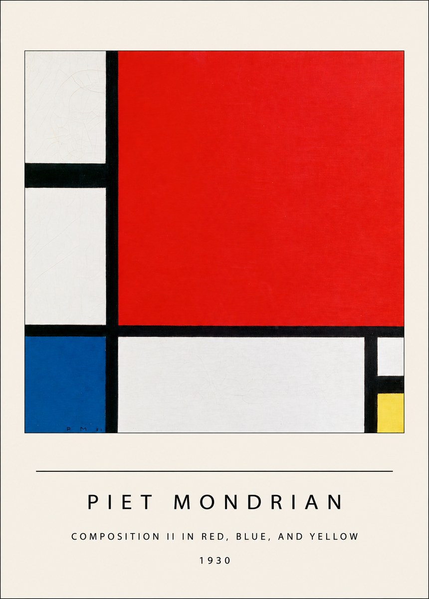 Piet Mondrian Composition Ii in Red, Blue, and Yellow No4 - Plakát