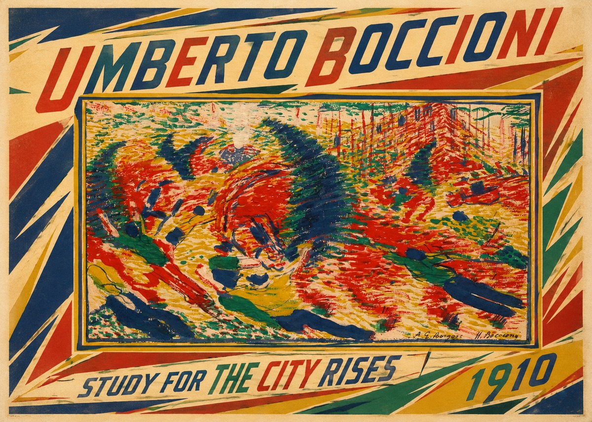 Umberto Boccioni Study for the City Rises No1 - Plakát