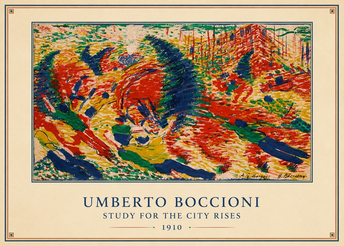 Umberto Boccioni Study for the City Rises No4 - Plakát